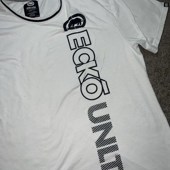 Ecko Unltd T Shirt Mens 2XL White Graphic Rhino Logo Embroidered Y2K - Picture 2 of 7
